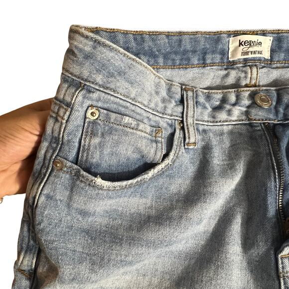 Kensie Blue Patchwork Jeans Women’s Size 6 / 28 Frayed Hem Denim - Picture 13 of 15